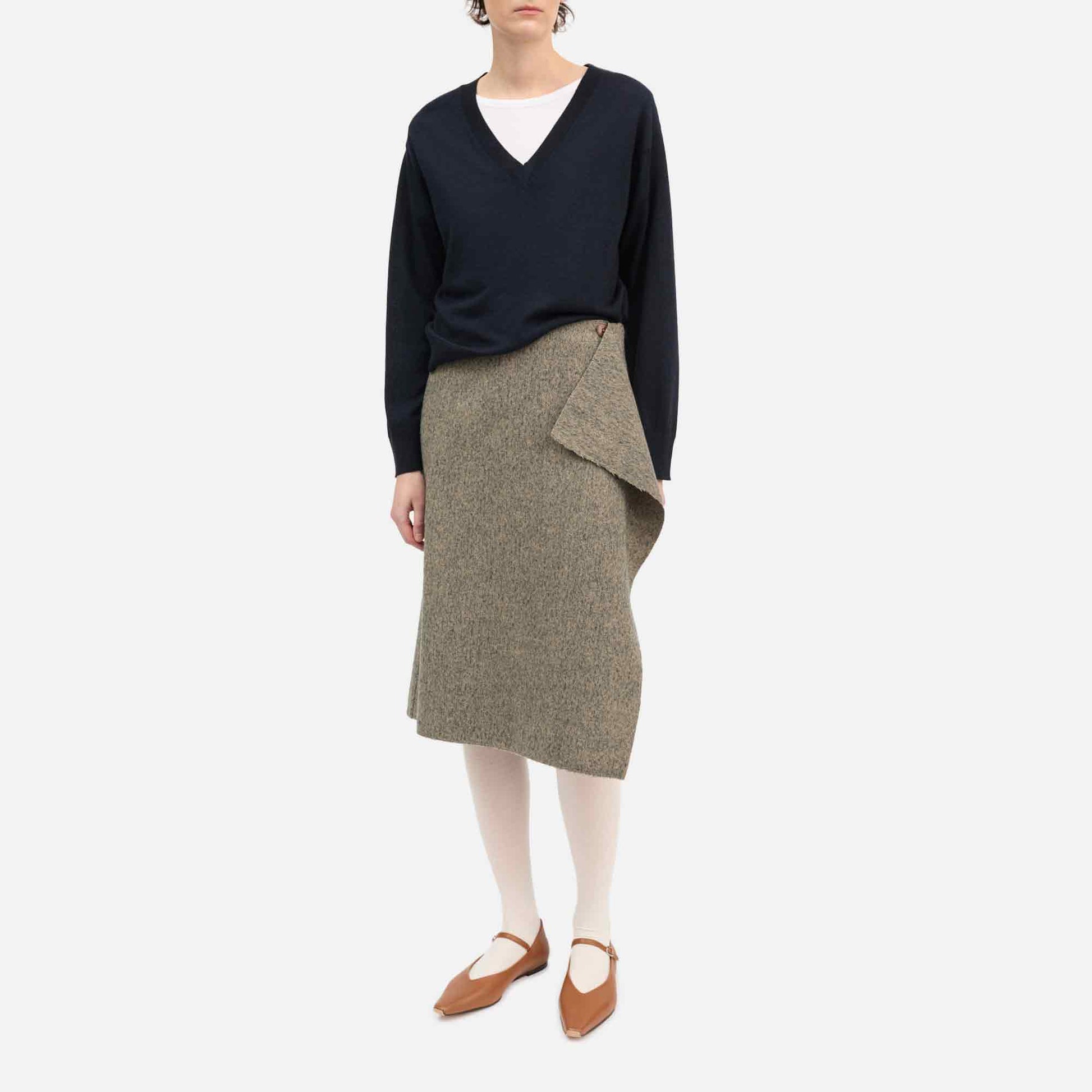 Margaret Skirt Brown/Grey Herringbone