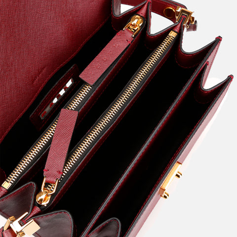 Trunk Bag Saffiano Leather Ruby