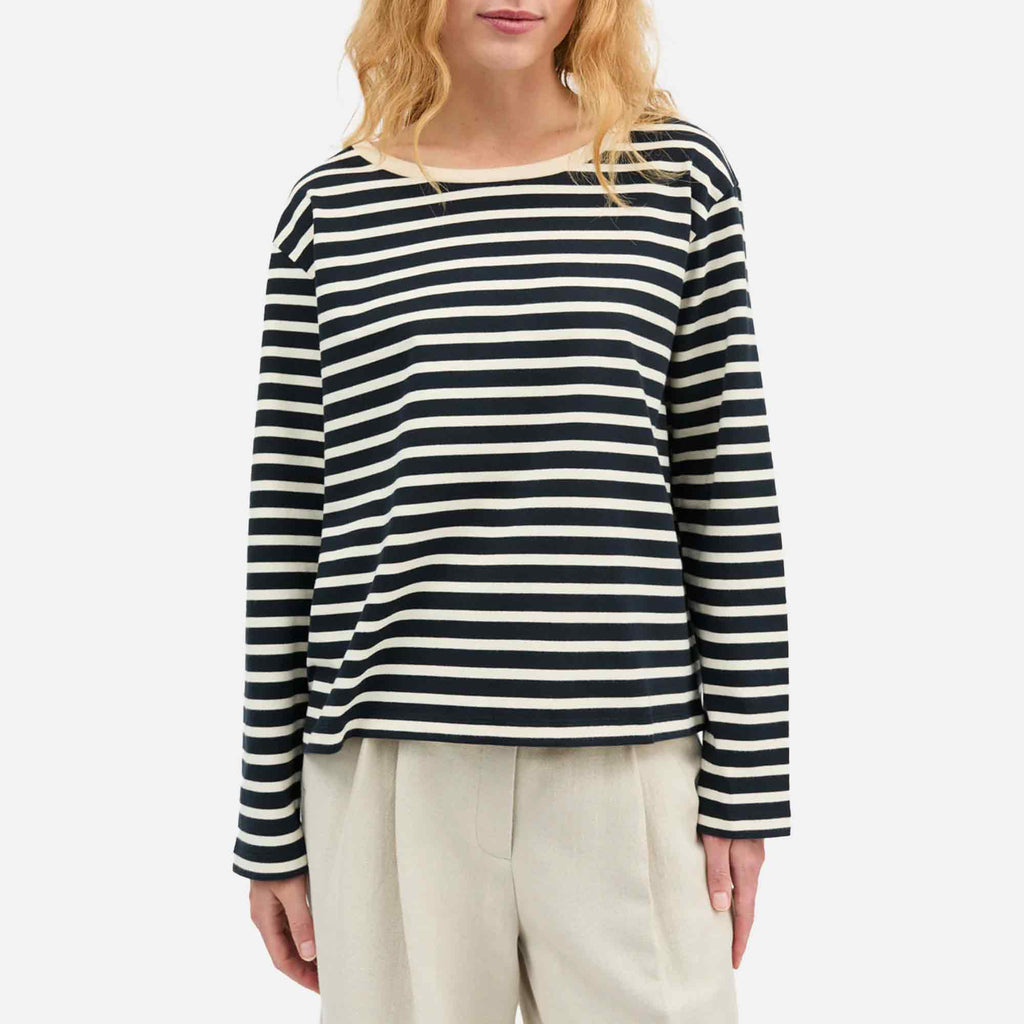 Marron Blouse Navy/Off White Stripe