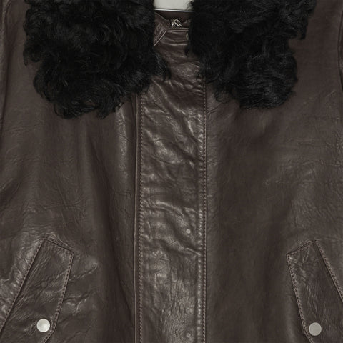 Maxime Leather Bomber Brown/Black