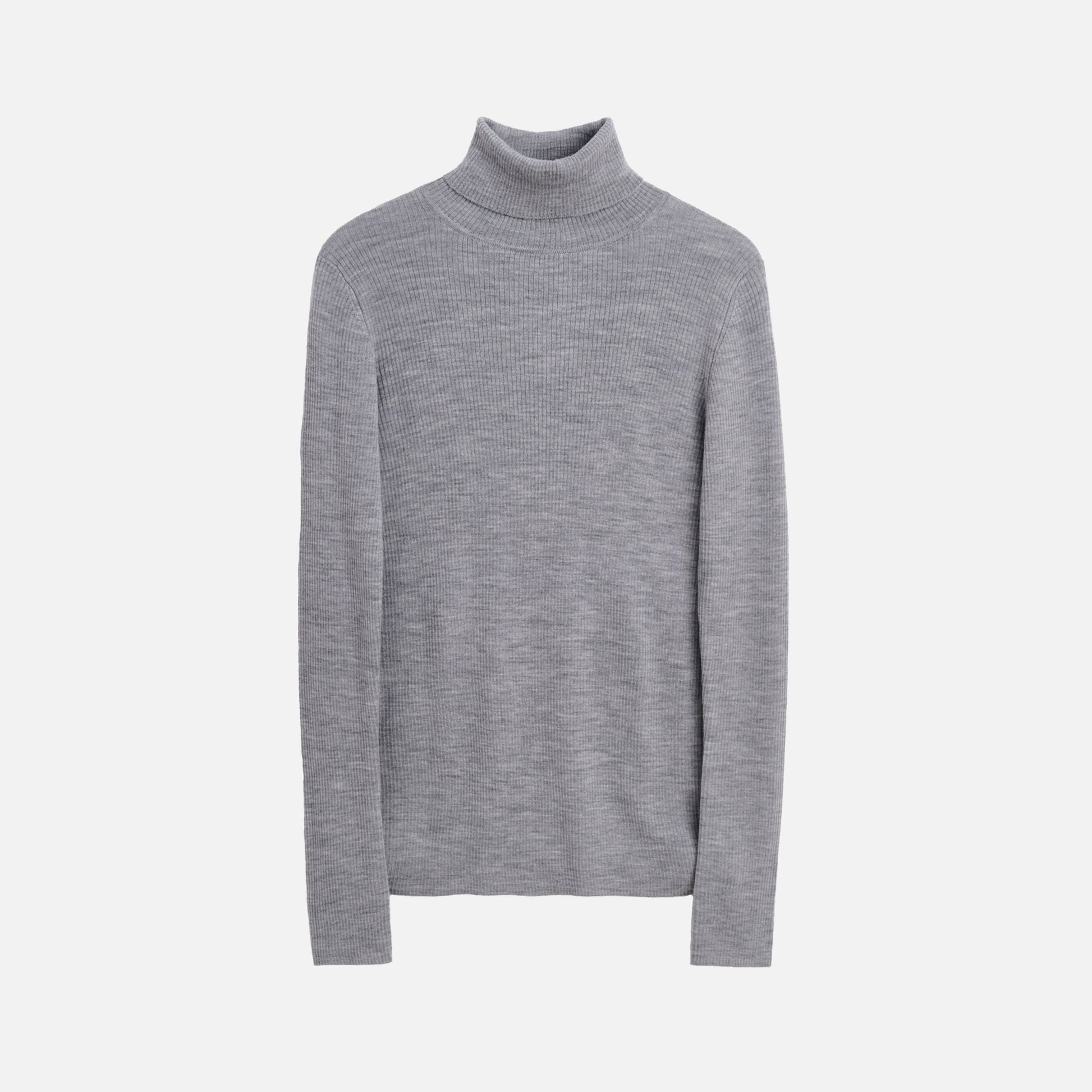 Merino Rib Turtle Neck Grey Melange