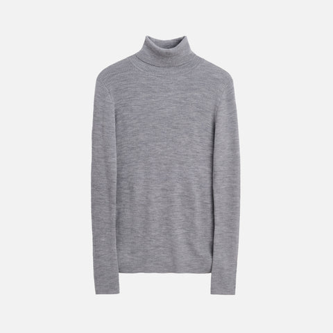 Merino Rib Turtle Neck Grey Melange