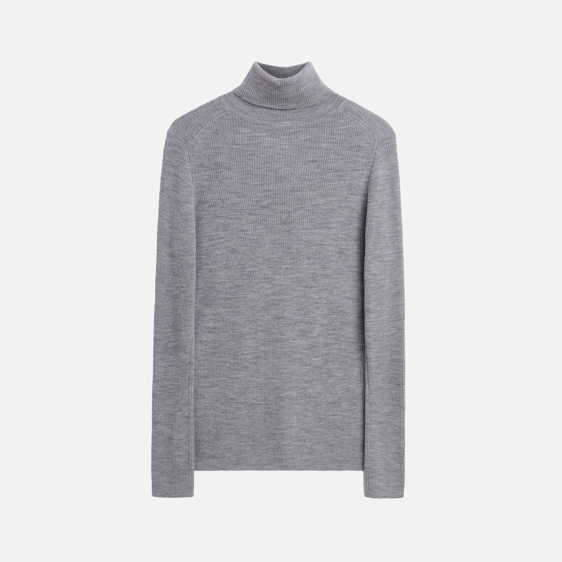 Merino Rib Turtle Neck Grey Melange
