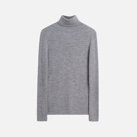 Merino Rib Turtle Neck Grey Melange