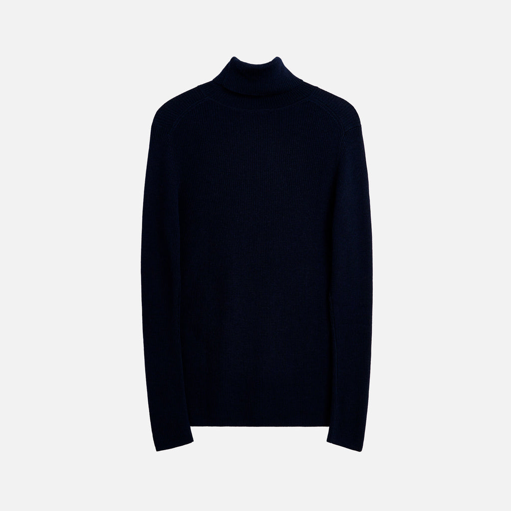 Merino Rib Turtle Neck Navy