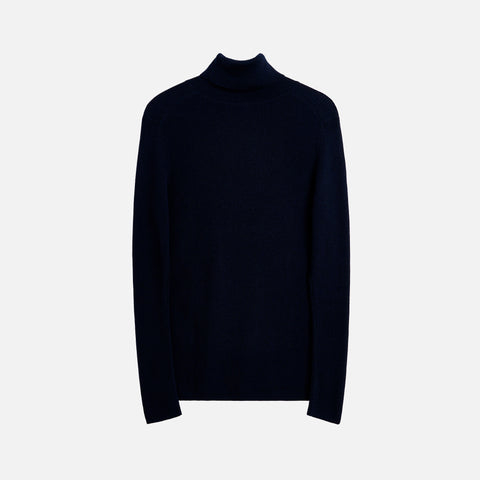 Merino Rib Turtle Neck Navy