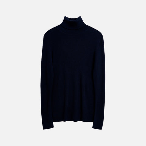 Merino Rib Turtle Neck Navy