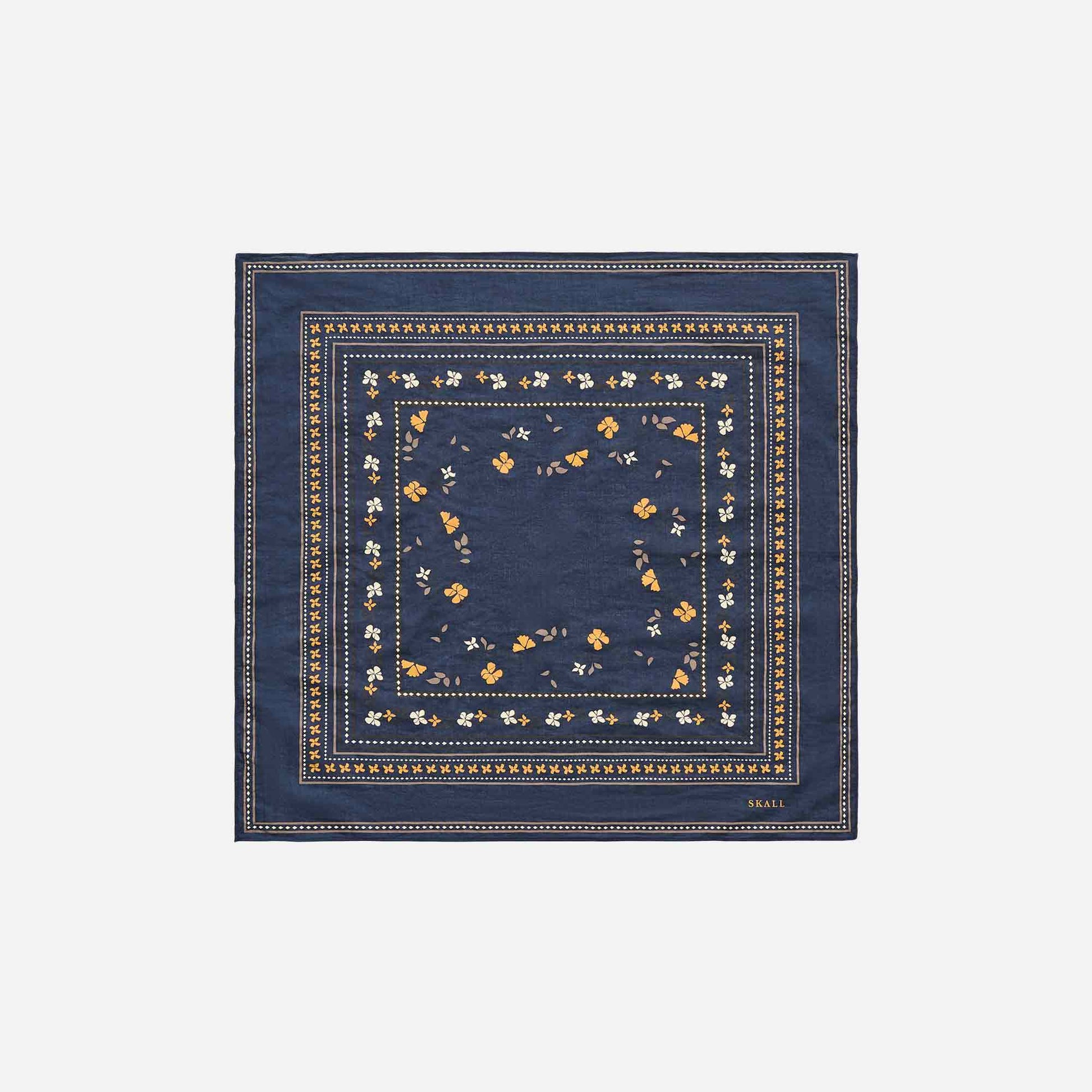 Floral Scarf 55x55 Midnight Navy