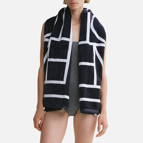 Monogram Beach Towel Navy