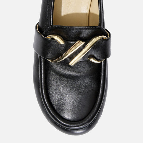 Monogram Leather Loafers Black