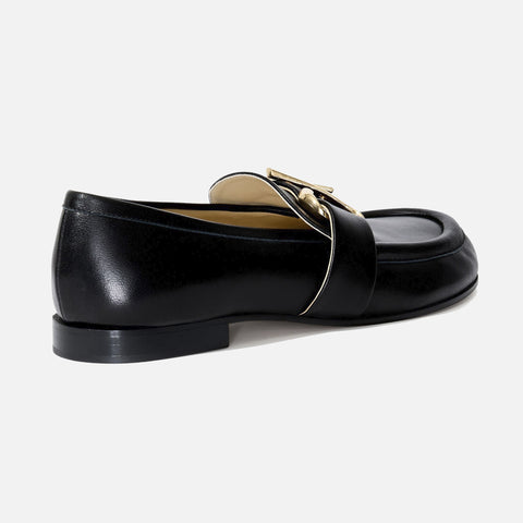 Monogram Leather Loafers Black