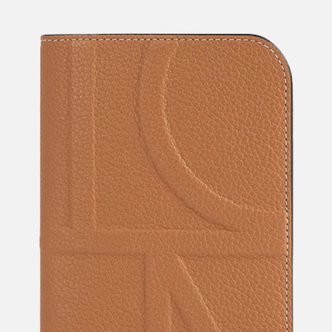 Monogram Leather Passport Holder Tan Grain