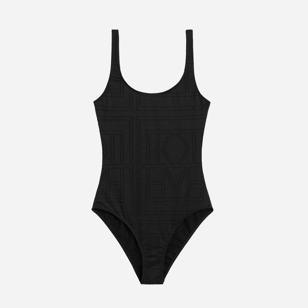 Monogram Pointelle Swimsuit Black
