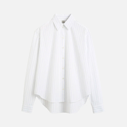 Monogram Striped Shirt White/Cobalt Pinstripe