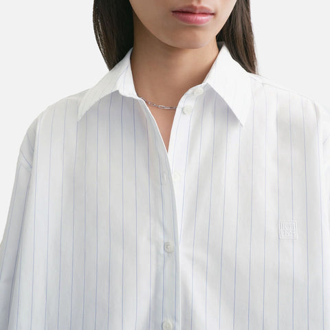 Monogram Striped Shirt White/Cobalt Pinstripe