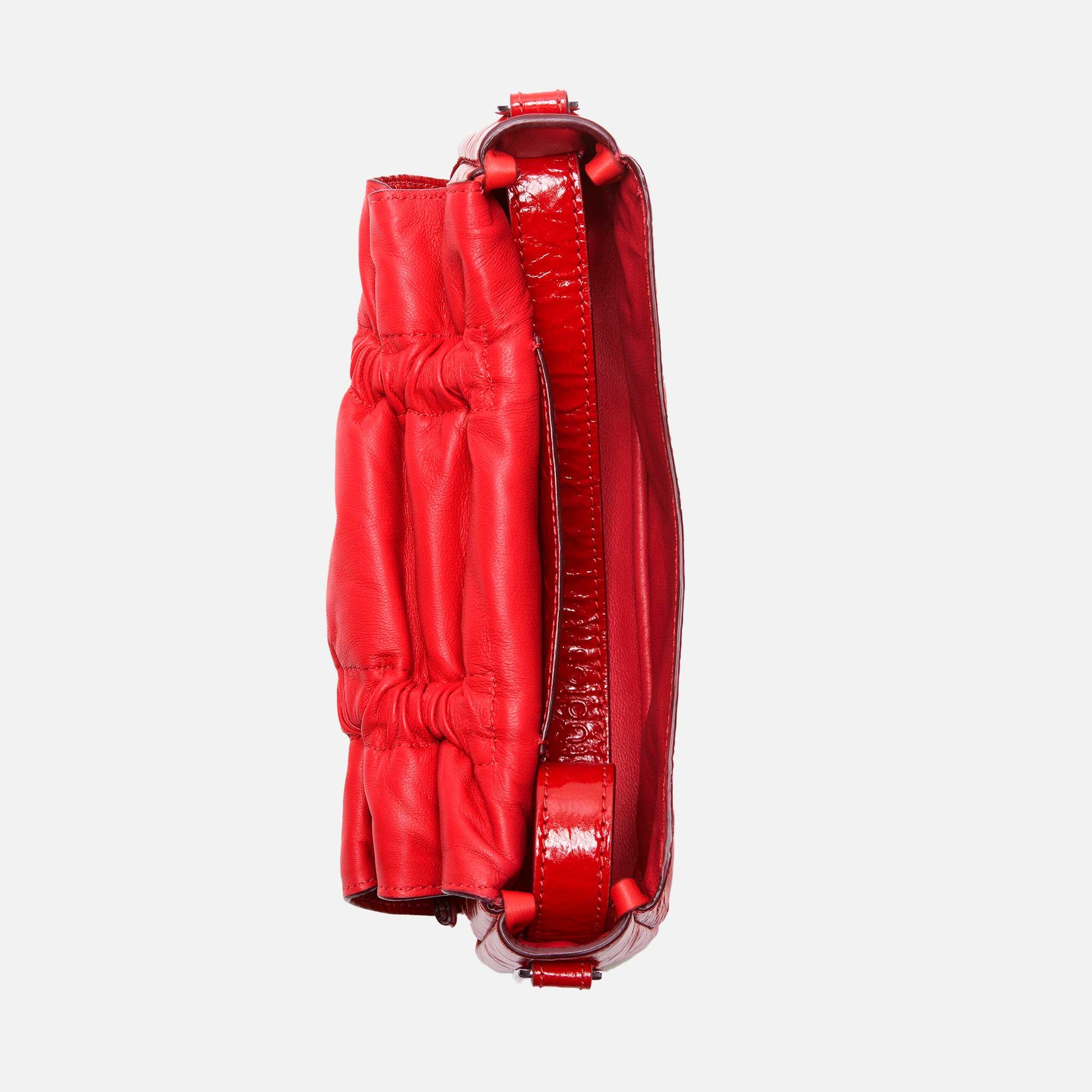 Multipocket Micro Crossbody Bag Crinkled Patent Red