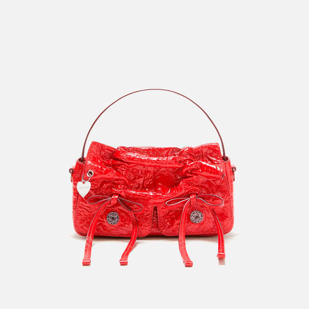 Multipocket Micro Crossbody Bag Crinkled Patent Red