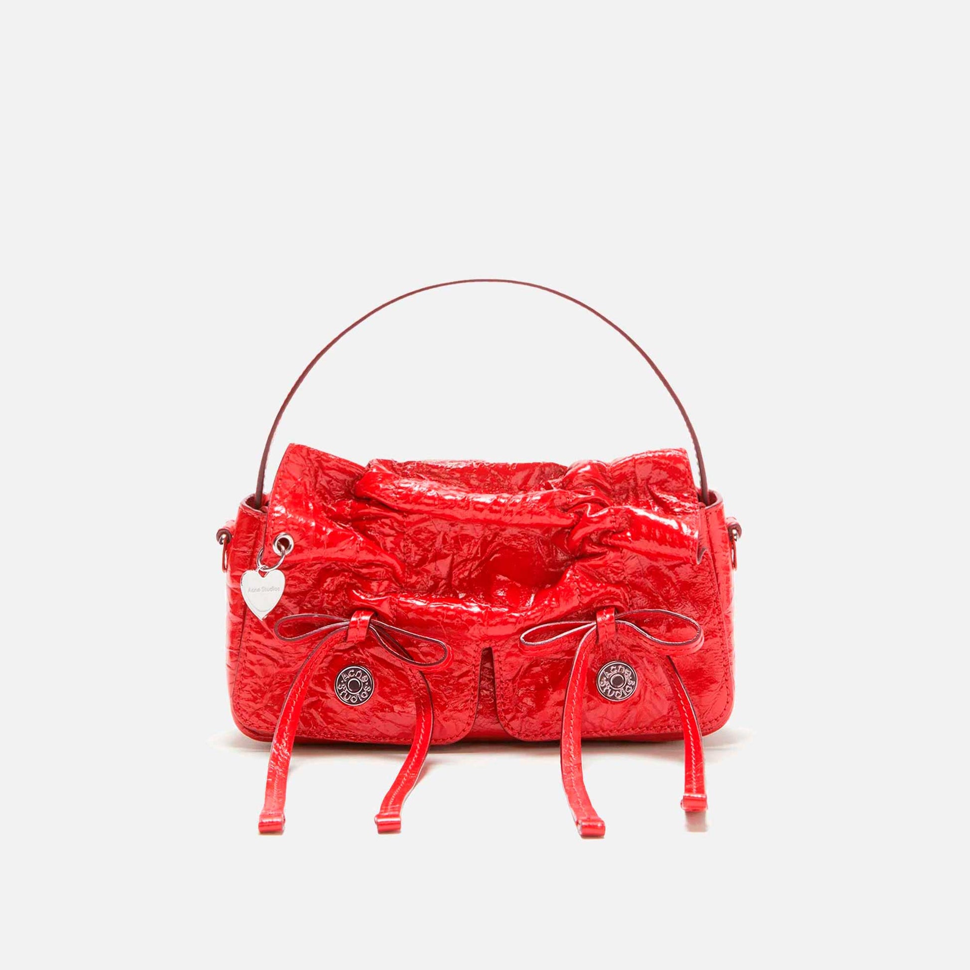 Multipocket Micro Crossbody Bag Crinkled Patent Red