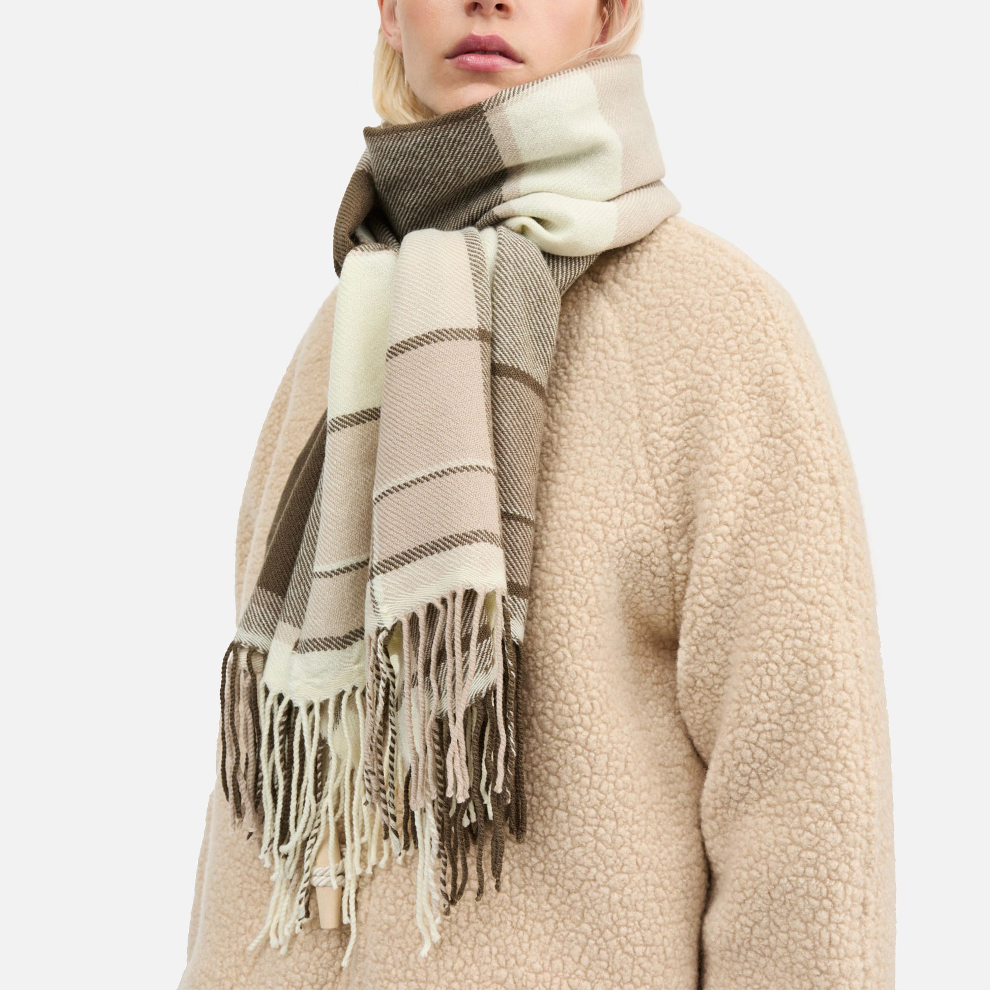 Nelle Scarf Brown/Ecru Check