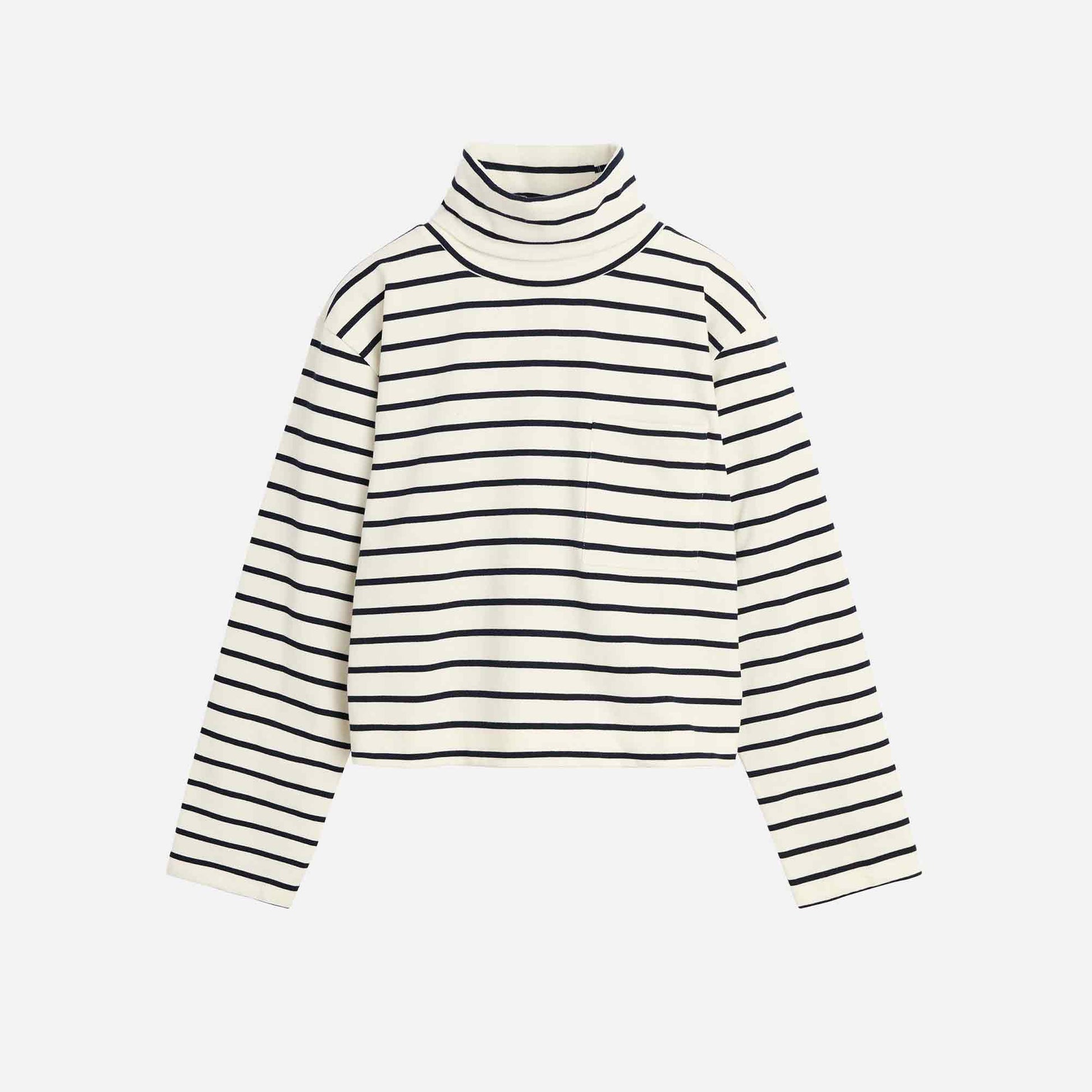 Nessa T-Neck Blouse Ecru/Navy Stripe