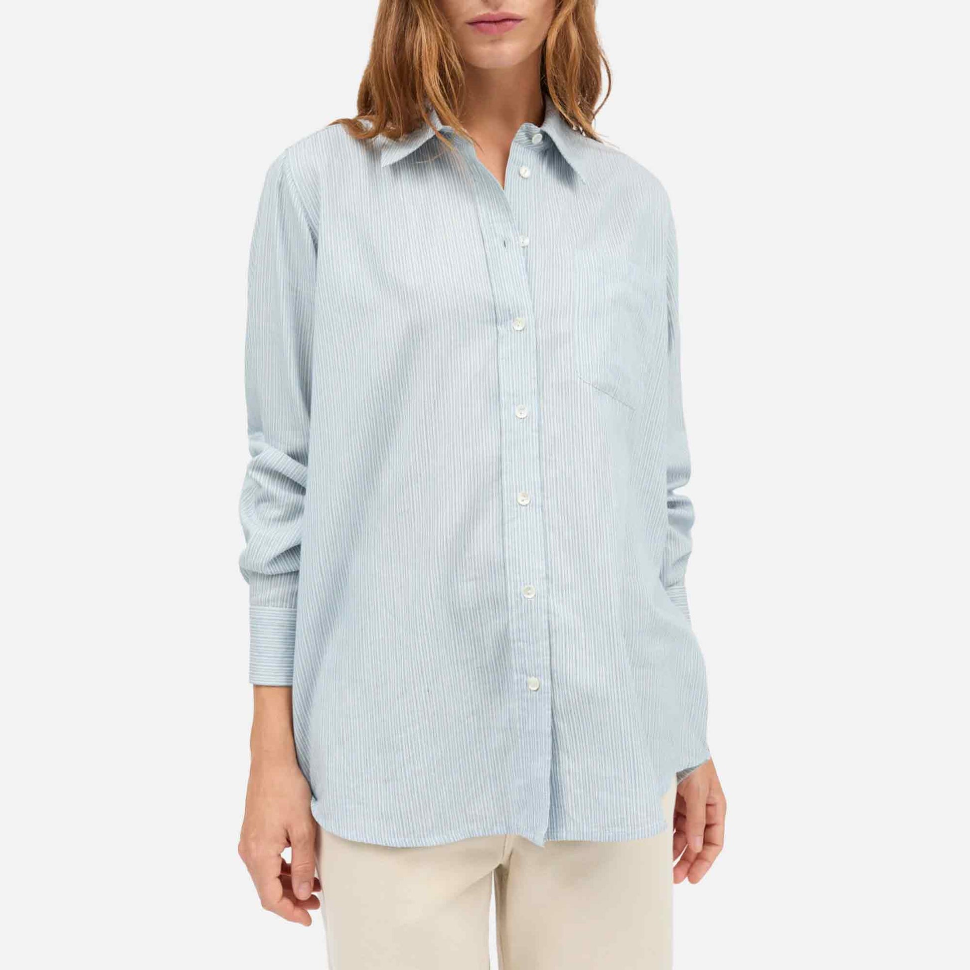 Nicci Shirt Tiny Blue Stripe