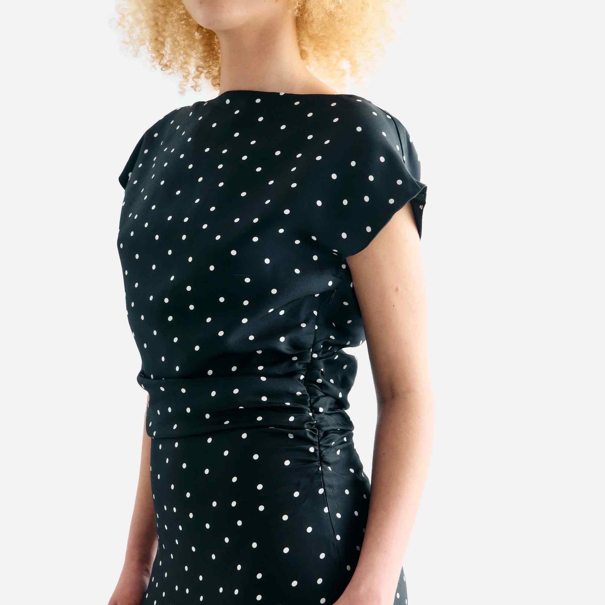 Noor Dress Dot Print Black