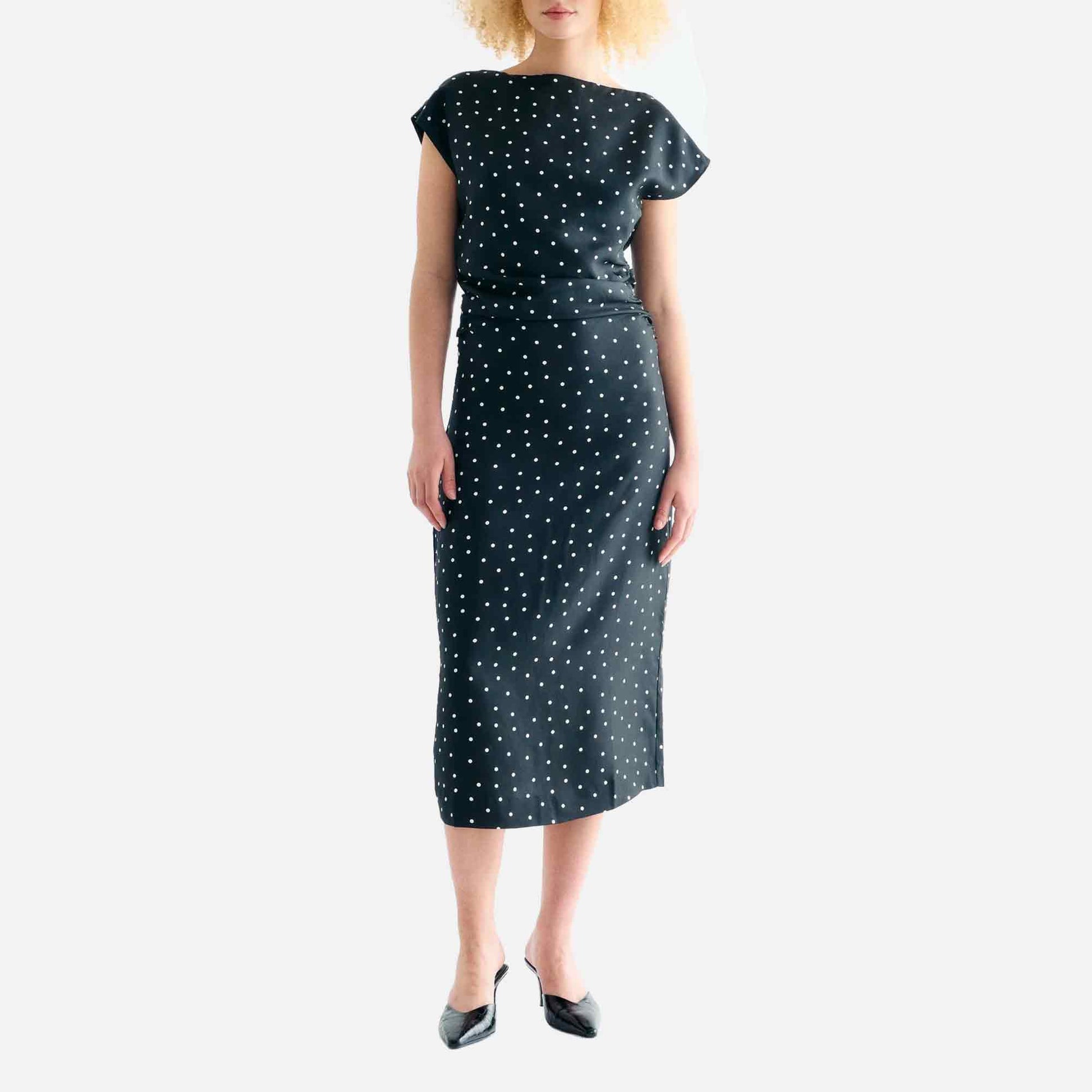 Noor Dress Dot Print Black