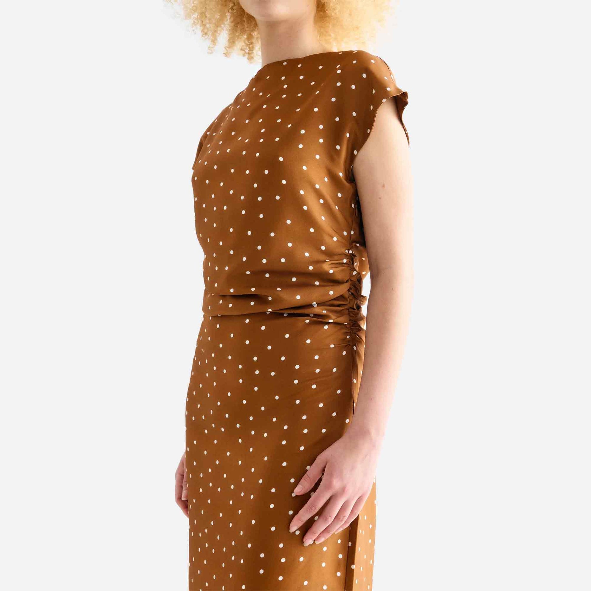 Noor Dress Dot Print Caramel
