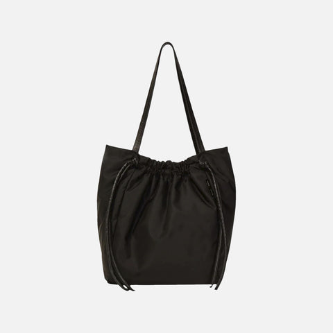 Nylon Drawstring Tote Black