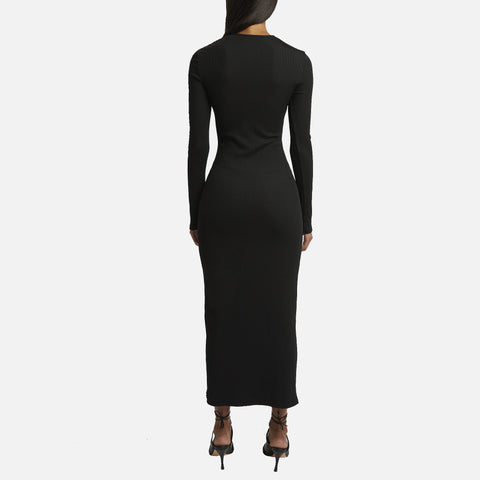 Orbit Ruched Long Sleeve Dress Black