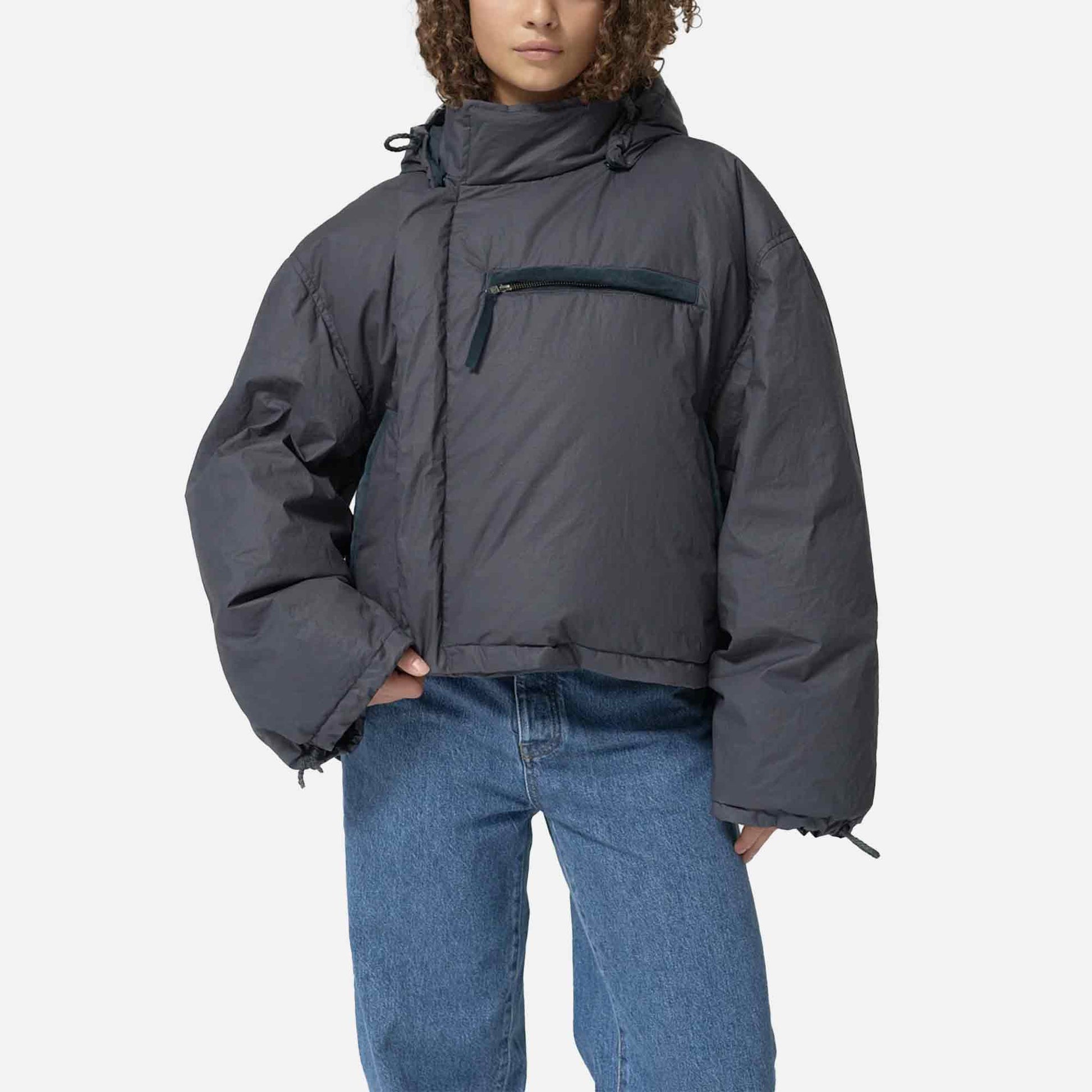 Organic Cotton Ribstop Puffer Jacket Navy
