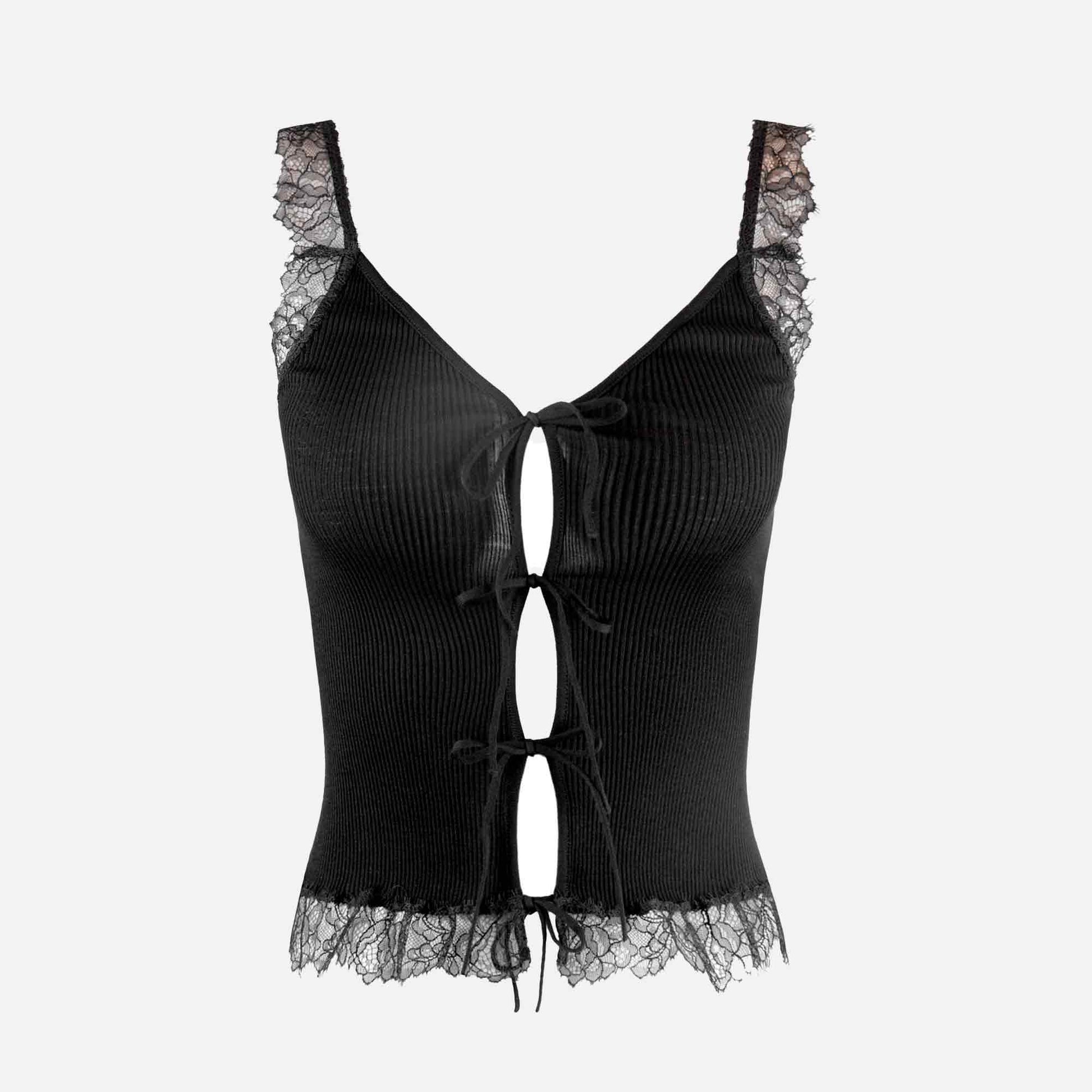 Lace Top Wool/Silk Black
