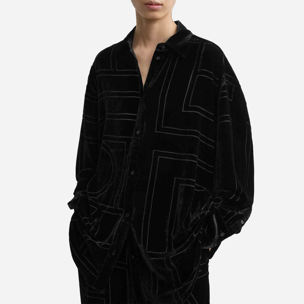 Oversized Devoré Shirt Black