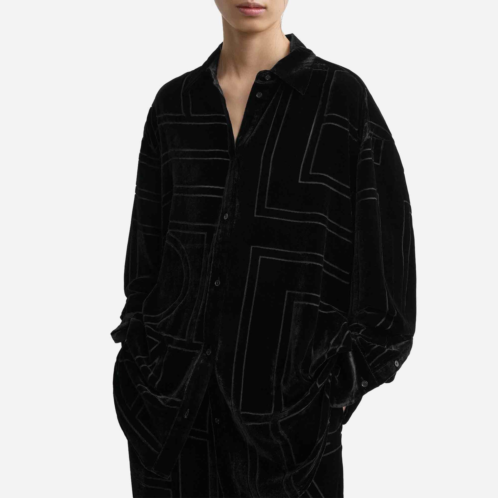 Oversized Devoré Shirt Black