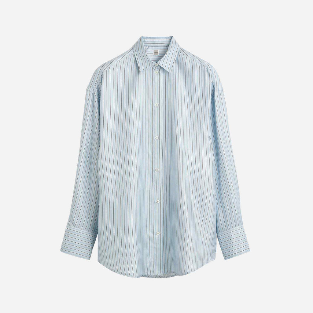 Oversized Striped Shirt Ice/White