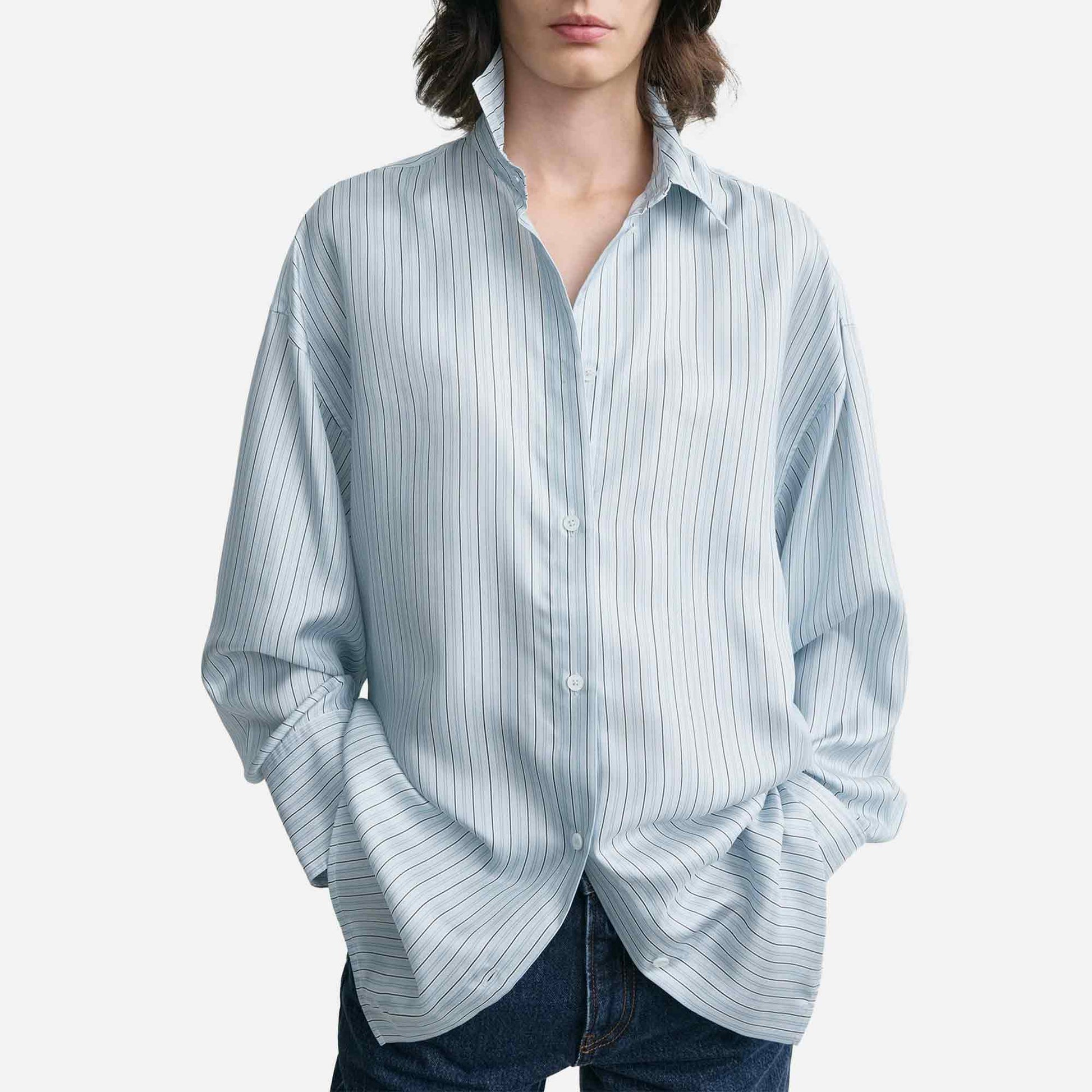 Oversized Striped Shirt Ice/White