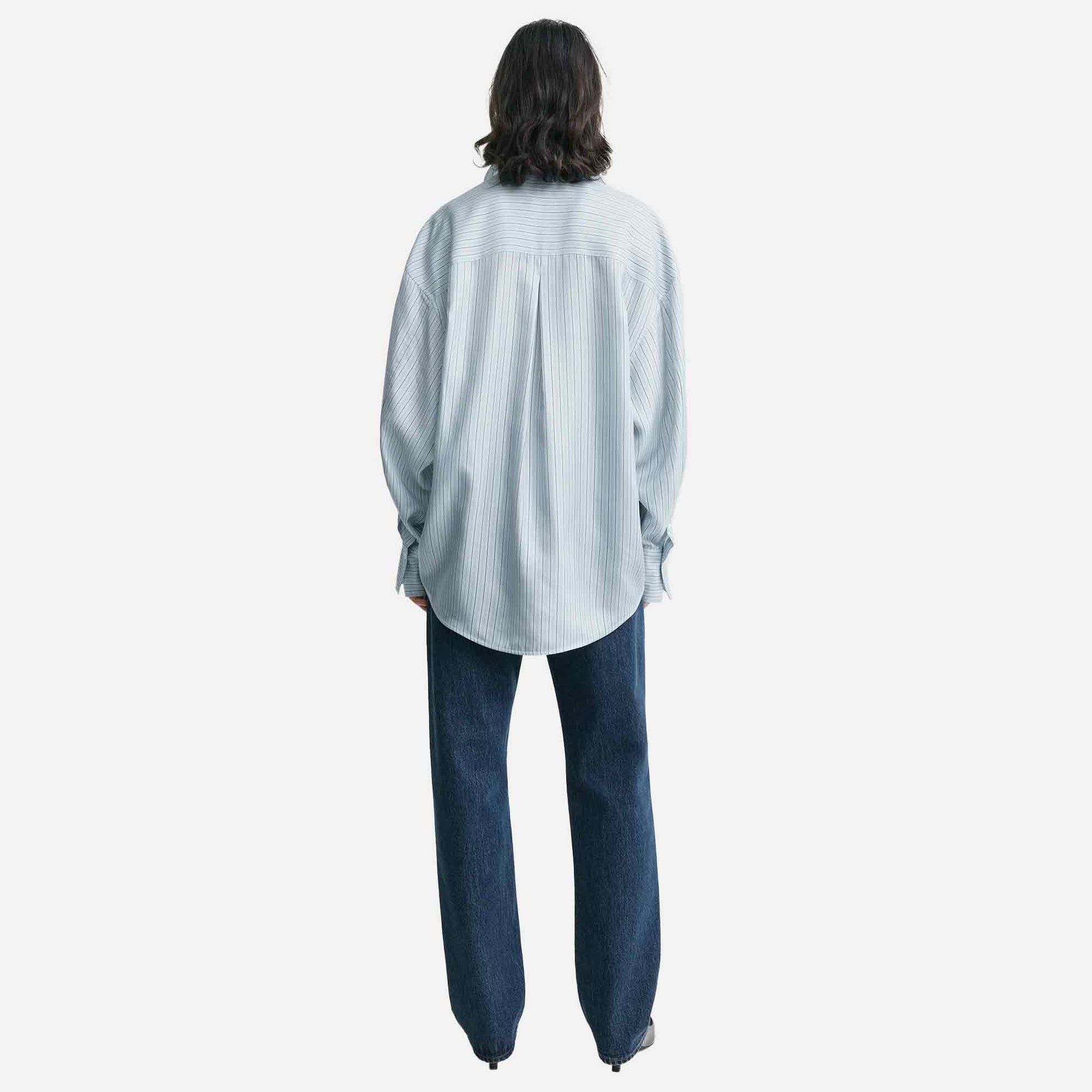 Oversized Striped Shirt Ice/White