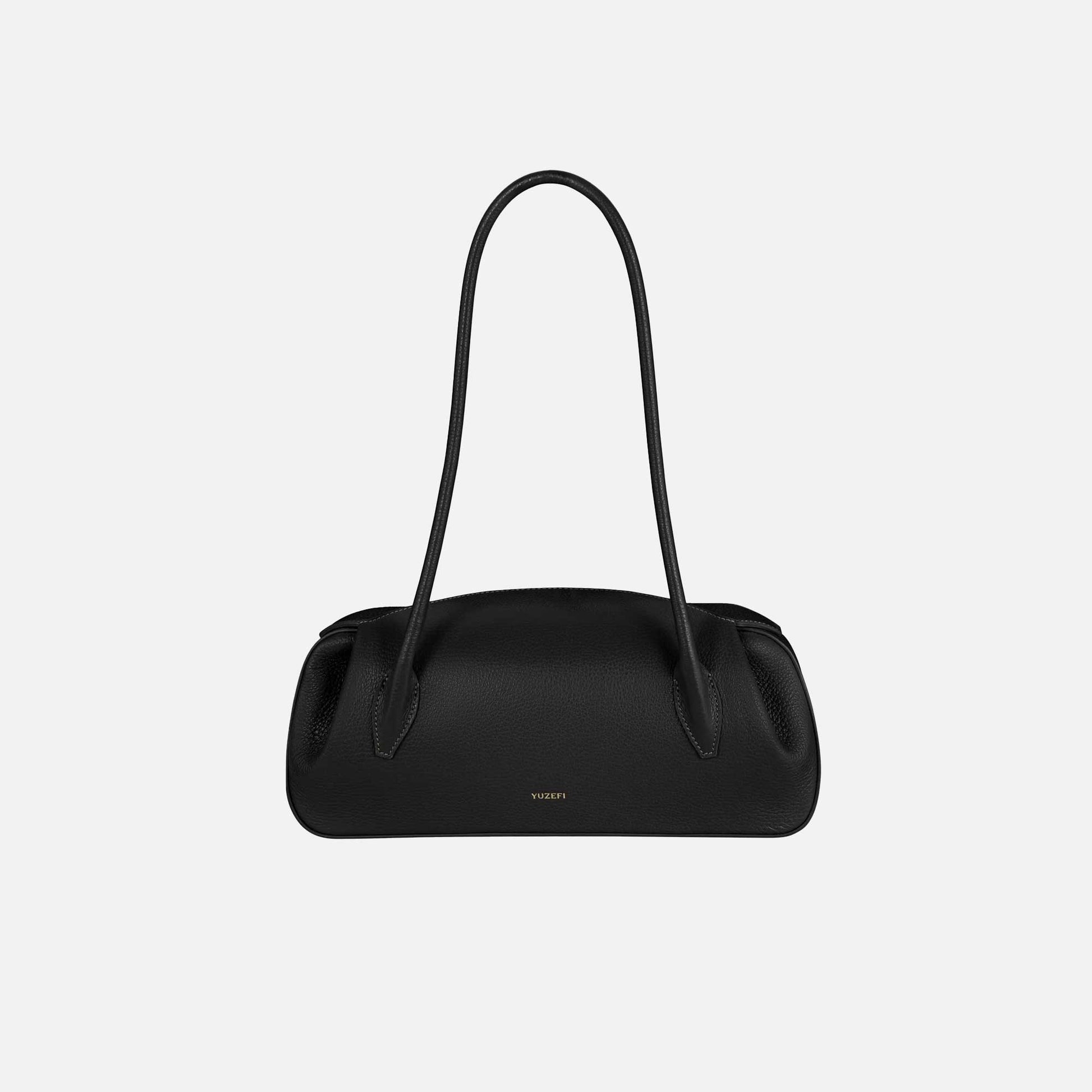 Oyster Shoulder Bag Grained Leather Black