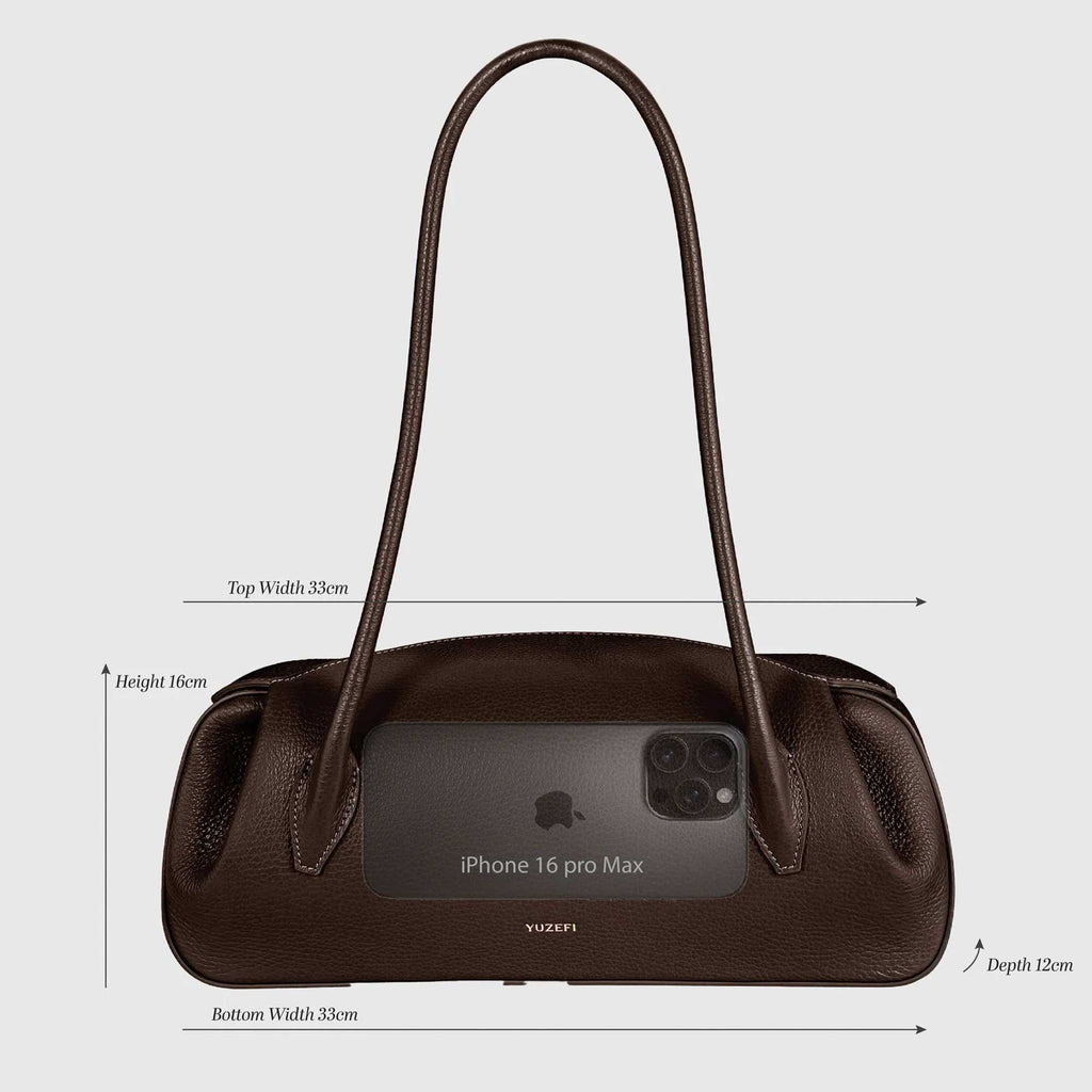 Oyster Shoulder Bag Grained Leather Black
