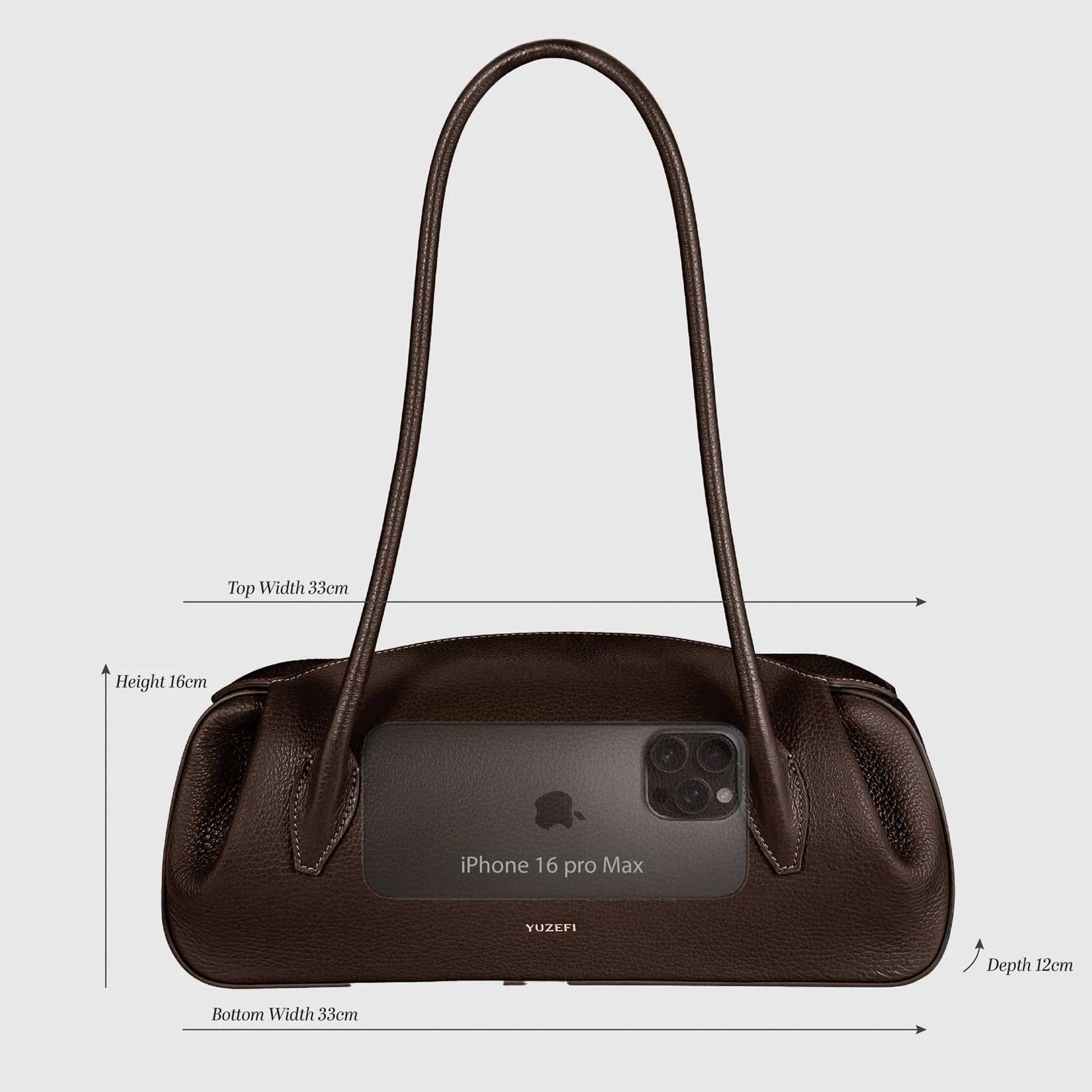 Oyster Shoulder Bag Grained Leather Black