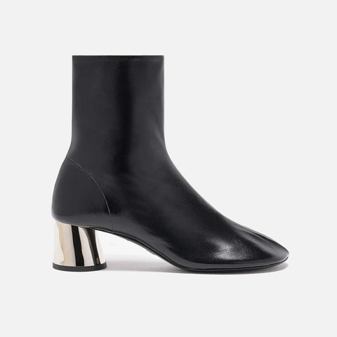 Glove Ankle Boots Silver Metal Heel