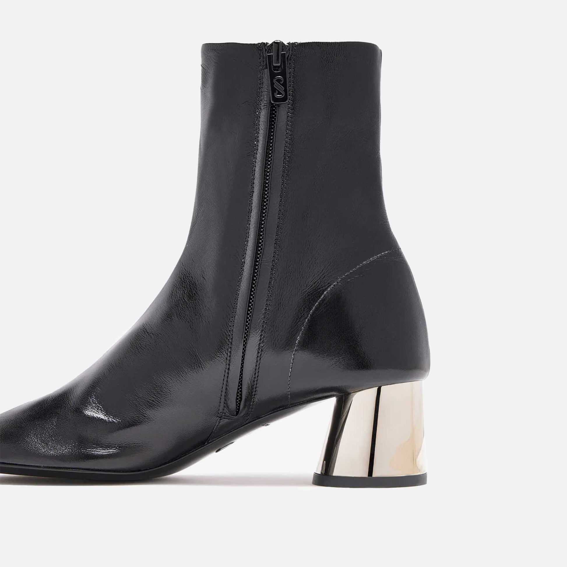 Glove Ankle Boots Silver Metal Heel