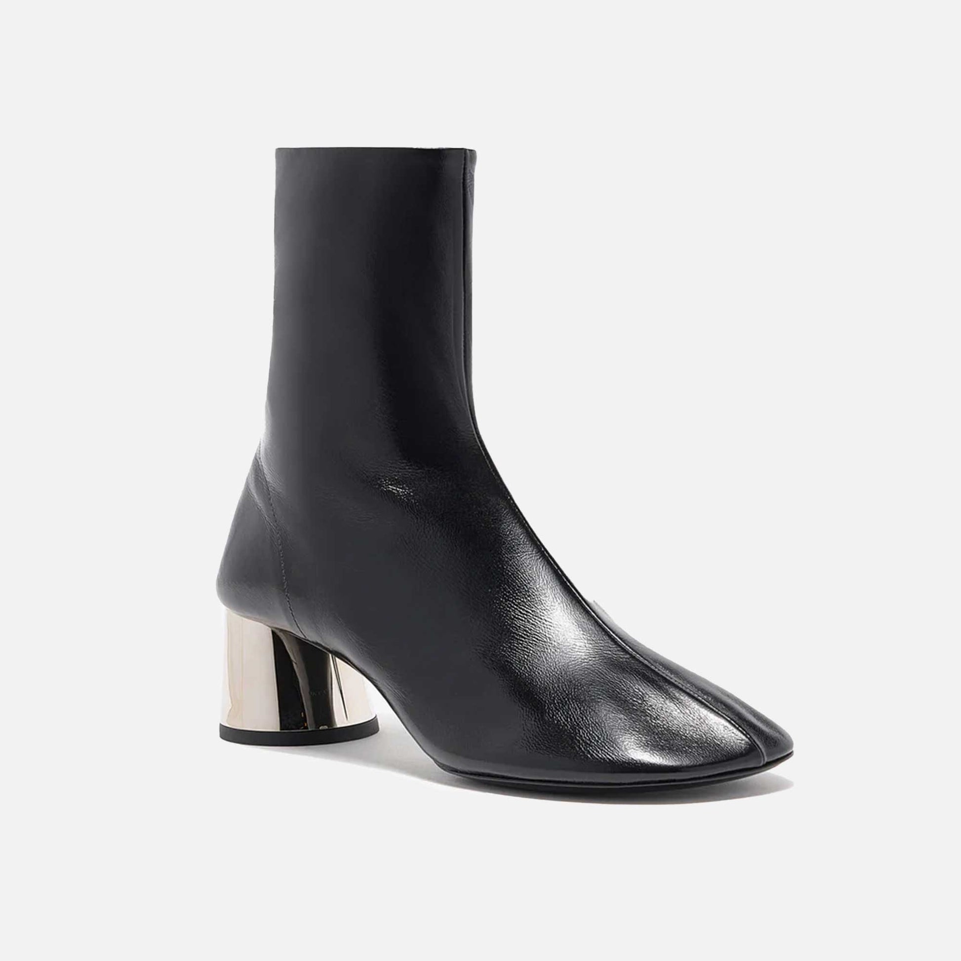 Glove Ankle Boots Silver Metal Heel