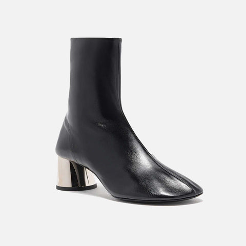 Glove Ankle Boots Silver Metal Heel