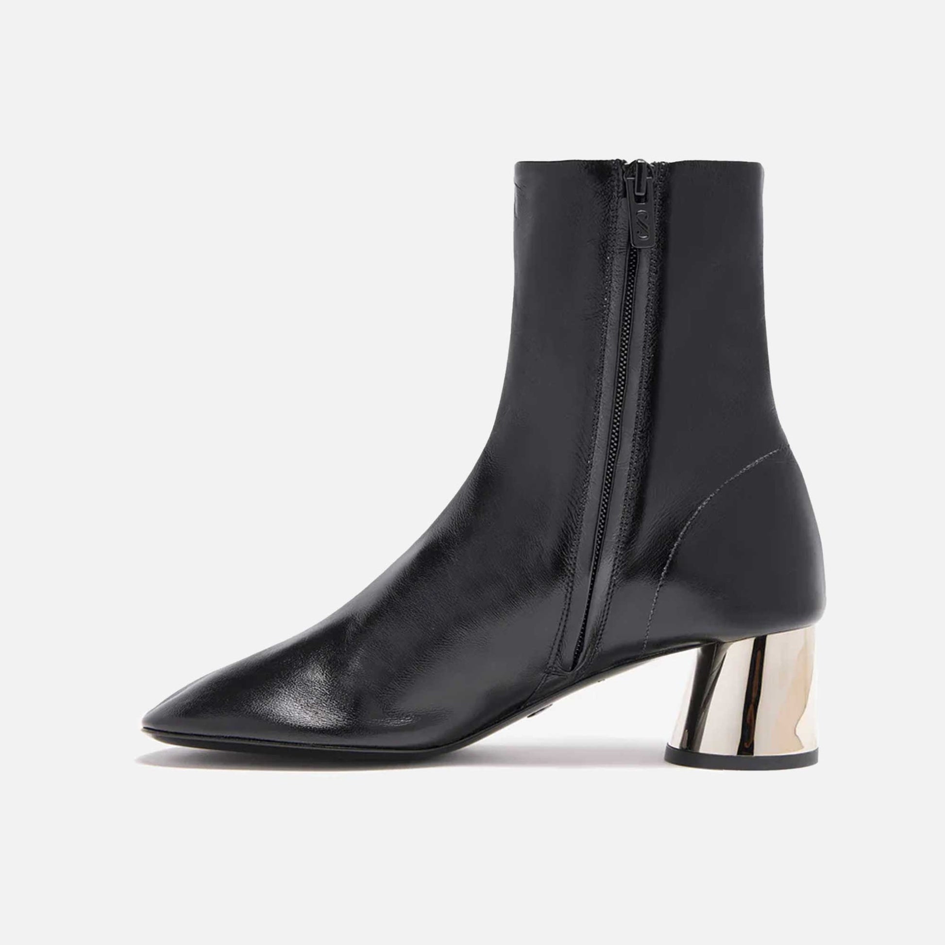 Glove Ankle Boots Silver Metal Heel