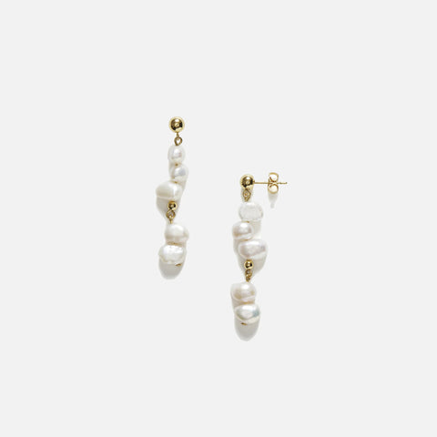 Pearly Drop Earring Long Gold