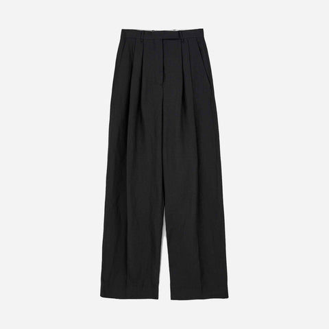 Pemma Linen Herringbone Pants Black