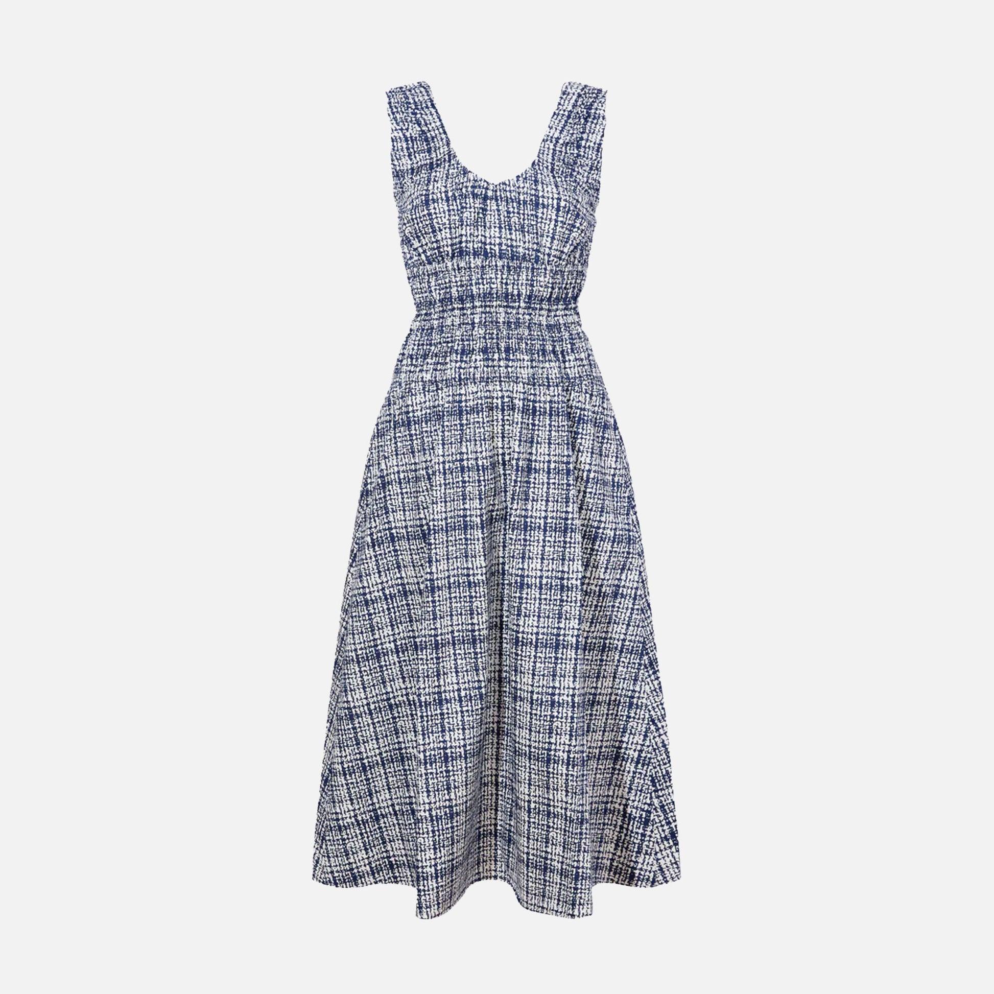 Penny Dress Grid Poplin Navy/Off White