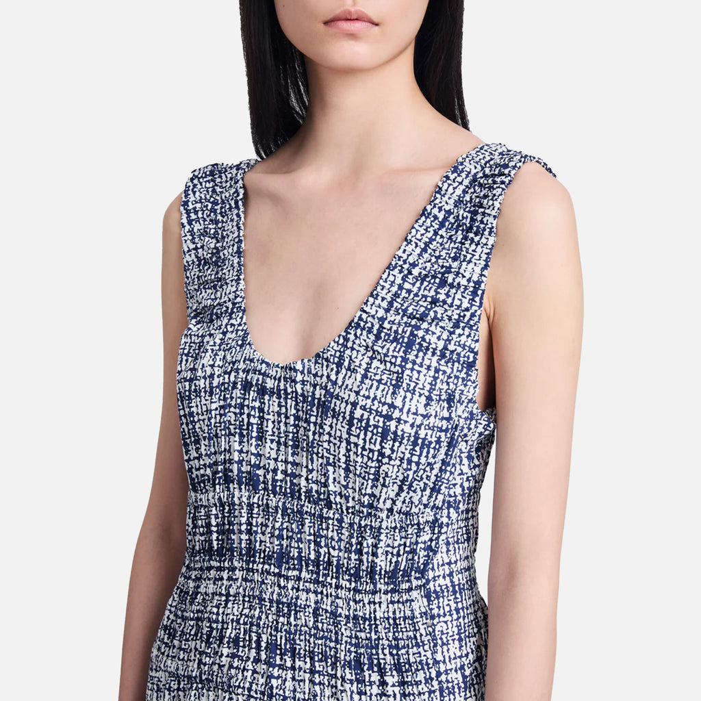 Penny Dress Grid Poplin Navy/Off White