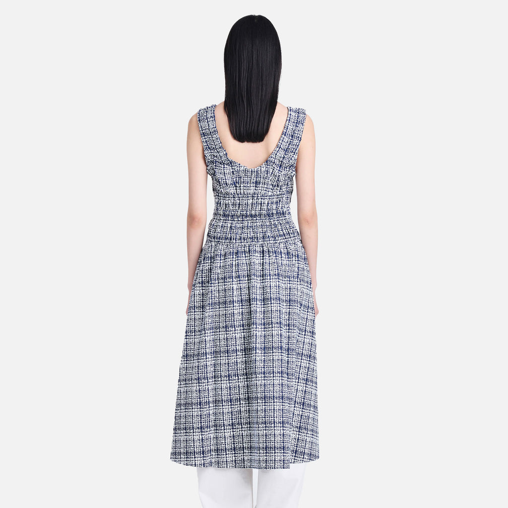 Penny Dress Grid Poplin Navy/Off White